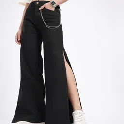 glitchez Women Street Sassy Wide Leg High Slit Jeans-picture-32