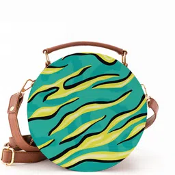 Kalankit Abstract Printed Leather Sling Bag-picture-39