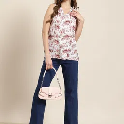 HERE&NOW Floral Printed V-Neck A-Line Kurti image 4