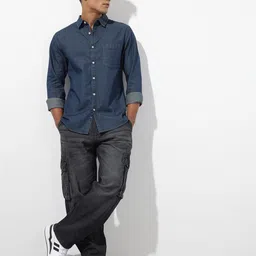 R.Code by The Roadster Life Co. Solid Denim Shirt image 5