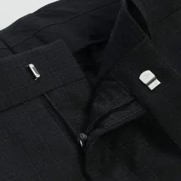 Arrow Black Slim Fit Checks Trousers image 5