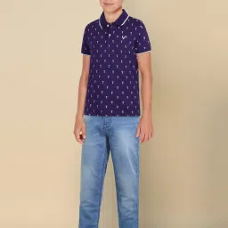 Allen Solly Junior Kids Navy Cotton Printed Polo T-Shirt image 5