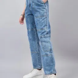 Style Quotient Blue Cotton Regular Fit Cargo Jeans image 3