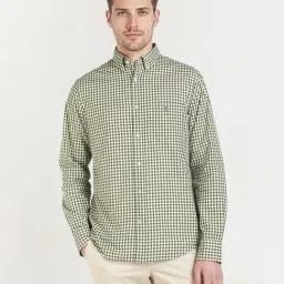 GANT Olive Checked Regular Fit Shirt-image-1