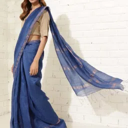 Fabindia Blue Woven Pattern Saree image 5