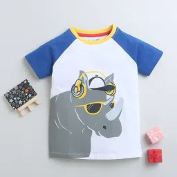 Bumzee Kids White & Grey Printed T-Shirt-picture-27