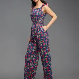 Miss Chase Navy Cotton Print Jumpsuit image 4