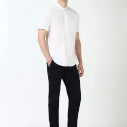Peter England White Cotton Slim Fit Texture Shirt image 5