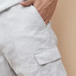 Fame Forever By Lifestyle Grey Cotton Regular Fit Texture Cargo Shorts image 5