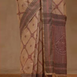 Soch Beige Woven Design Saree With Unstitched Blouse image 5