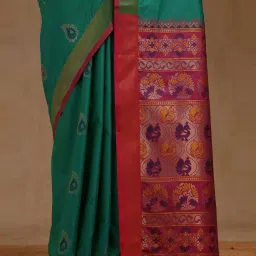 Soch Green Woven Design Saree With Unstitched Blouse image 5