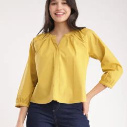 Fablestreet Mustard Cotton Relaxed Fit Top-picture-21