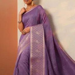 Libas Lavender Regular Fit Floral Print Saree With Unstitched Blouse image 5