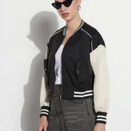 SHOWOFFFF Black Colourblocked Jacket image 3