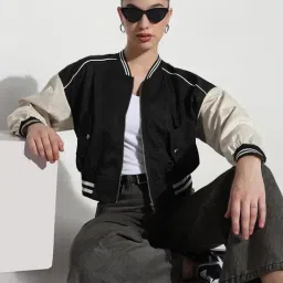 SHOWOFFFF Black Colourblocked Jacket image 4