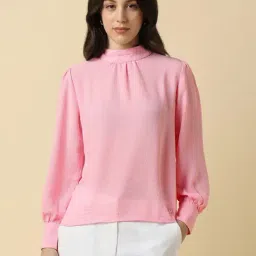 Allen Solly Pink Polyester Solid Top-picture-23