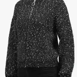 MADAME Black & White Self Design Sweater image 5