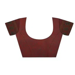 Satrani Rust Printed Saree With Unstitched Blouse image 5