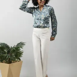 PURYS Teal Green Printed Shirt image 4