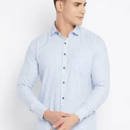 Duke Light Blue Slim Fit Check Shirt-image-26