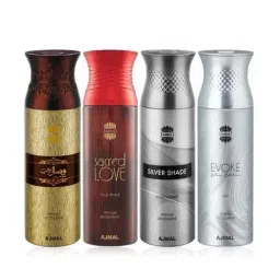 Ajmal Wisal Dhahab, Sacred Love, Silver Shade & Evoke Silver Deodorant for Unisex - Pack of 4-image-89