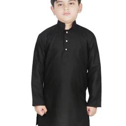 SG Yuvraj Kids Black Solid Full Sleeves Kurta-picture-9