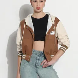 SHOWOFFFF Brown Colourblocked Jacket-picture-10