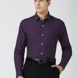 Peter England Purple Cotton Regular Fit Printed Shirt-picture-35