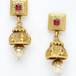 Panash Red & Gold Plated Stone Studded Jewellery Set image 5