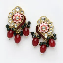 Panash Gold Plated & Red Kundan Jewellery Set image 5