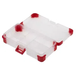 RS PRO 5 Cell Transparent Red Polypropylene Compartment Box, 30mm x 140mm x 80mm Model No 1246588 image 2