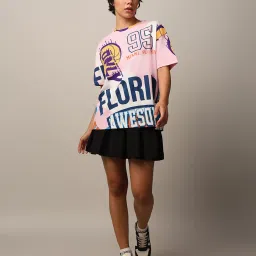 Only Pink Cotton Graphic Print T-Shirt image 5