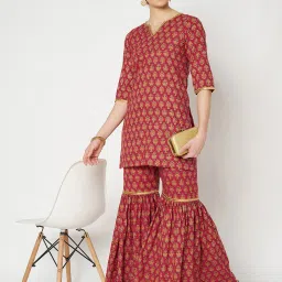 Studiorasa Maroon Maroon Regular Fit Printed Kurti image 5