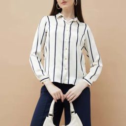 Code By Lifestyle Off White Regular Fit Striped Shirt-picture-37