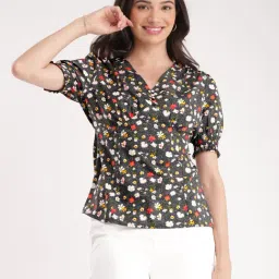 Fablestreet Black Floral Print Top-image-20