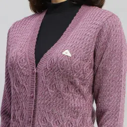 Monte Carlo Mauve Wool Self Design Cardigan image 5