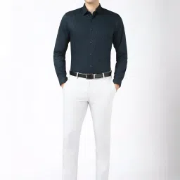 Peter England Navy Cotton Slim Fit Printed Shirt image 5