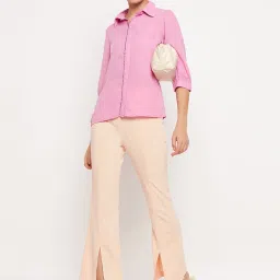 Madame Beige Polyester Boot-Leg Solid Trouser image 5