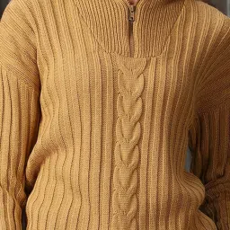 High Star Mustard Self Design Sweater image 5