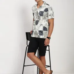 showoffff Showoff Beige Cotton Relaxed Fit Floral Print Shirt image 5