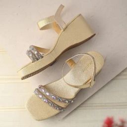 Clog London Women's Golden Ankle Strap Wedges-picture-9