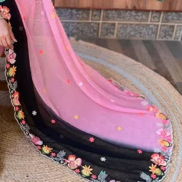 Saree Mall Pink Embroidered Sarees With Unstitched Blouse image 5