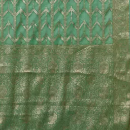 Saree Mall Green Woven Sarees With Unstitched Blouse image 5