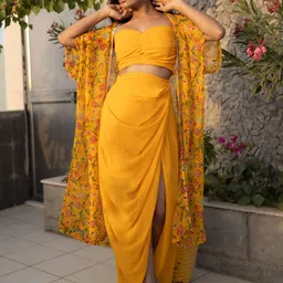 DEASHA INDIA Shoulder Strap Top With Skirt And Shrug image 4