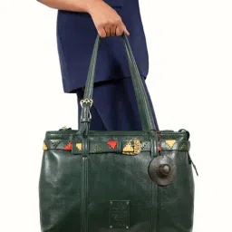 Hidesign Green OAXACA 02 Textured Large Leather Tote-image-6