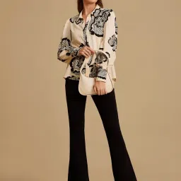 KAZO Beige Viscose Printed Shirt image 5