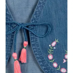 Budding Bees Kids Blue Cotton Embroidered Jacket image 3