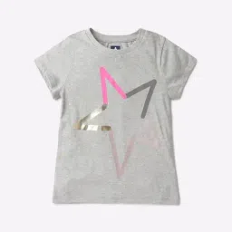 GAP Girls Grey Regular Fit Graphic Short Sleeves T-Shirt-image-0