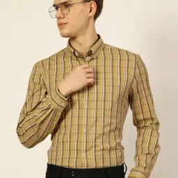 Thomas Scott Beige Regular Fit Checkered Formal Shirt-image-84