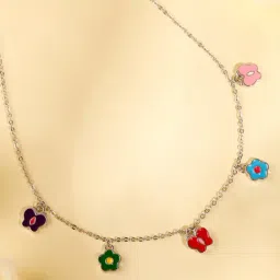 GIVA 925 Silver Colourful Flutter Kids Necklace-image-14